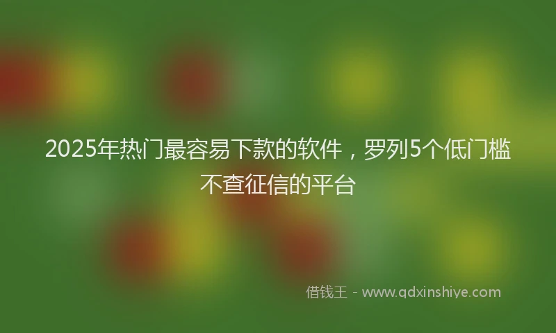 2025年热门最容易下款的软件，罗列5个低门槛不查征信的平台