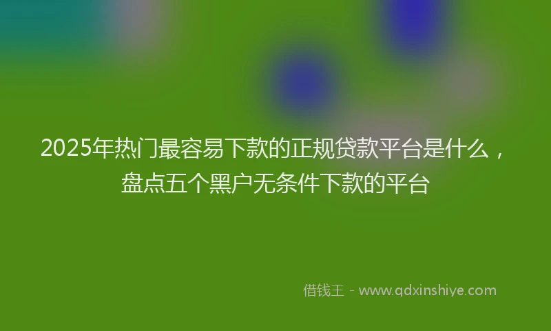 2025年热门最容易下款的正规贷款平台是什么，盘点五个黑户无条件下款的平台