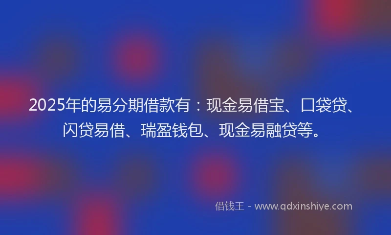 2025年的易分期借款有：现金易借宝、口袋贷、闪贷易借、瑞盈钱包、现金易融贷等。