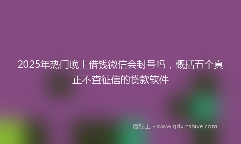 2025年热门晚上借钱微信会封号吗，概括五个真正不查征信的贷款软件