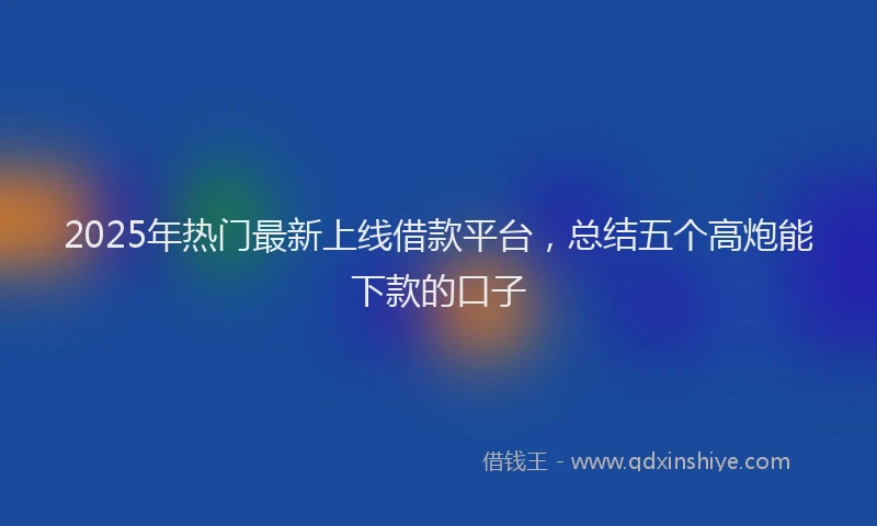 2025年热门最新上线借款平台，总结五个高炮能下款的口子
