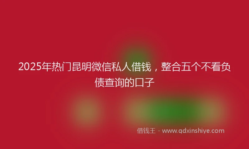2025年热门昆明微信私人借钱，整合五个不看负债查询的口子