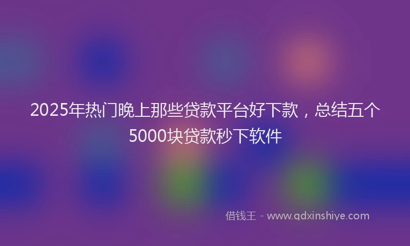 2025年热门晚上那些贷款平台好下款，总结五个5000块贷款秒下软件