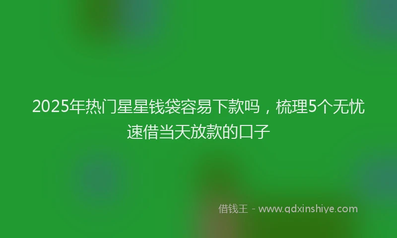 2025年热门星星钱袋容易下款吗，梳理5个无忧速借当天放款的口子