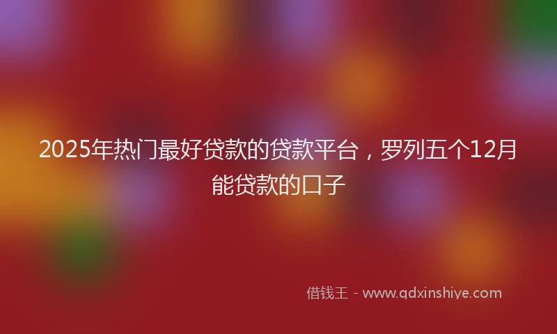 2025年热门最好贷款的贷款平台，罗列五个12月能贷款的口子