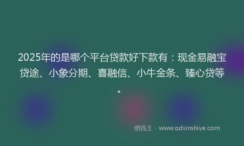 2025年的是哪个平台贷款好下款有：现金易融宝贷途、小象分期、喜融信、小牛金条、臻心贷等。
