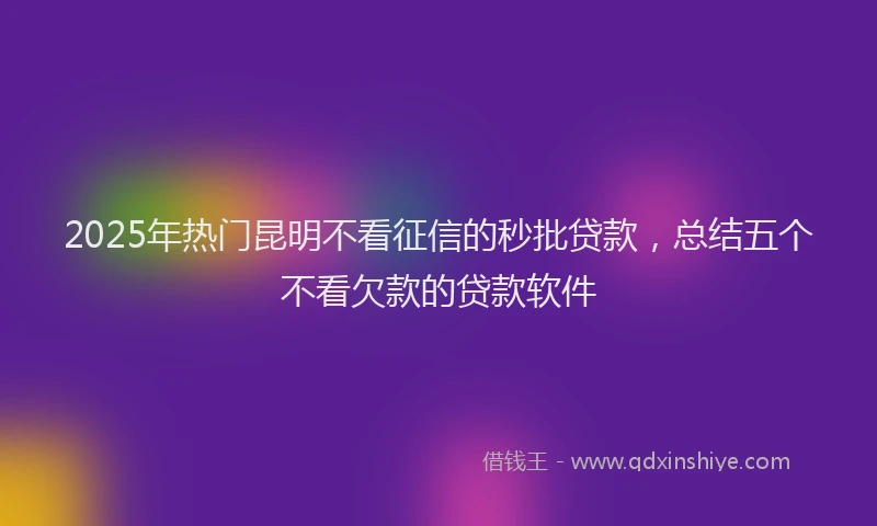 2025年热门昆明不看征信的秒批贷款，总结五个不看欠款的贷款软件