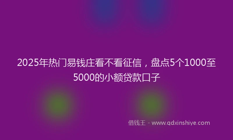 2025年热门易钱庄看不看征信，盘点5个1000至5000的小额贷款口子