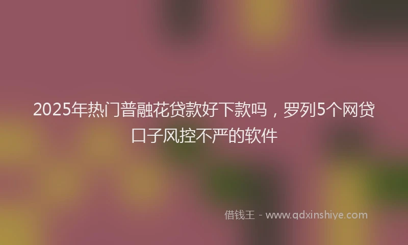 2025年热门普融花贷款好下款吗，罗列5个网贷口子风控不严的软件