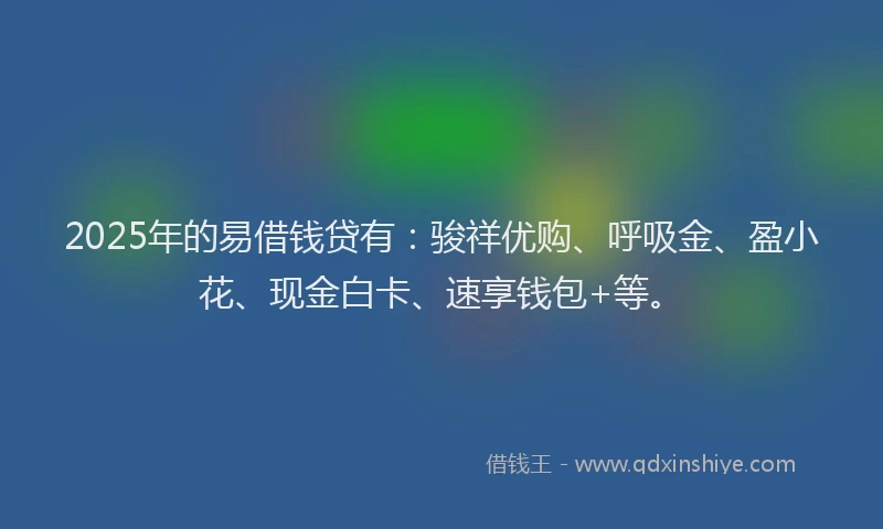 2025年的易借钱贷有：骏祥优购、呼吸金、盈小花、现金白卡、速享钱包+等。