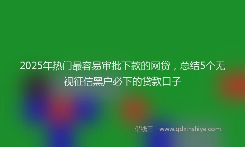 2025年热门最容易审批下款的网贷，总结5个无视征信黑户必下的贷款口子