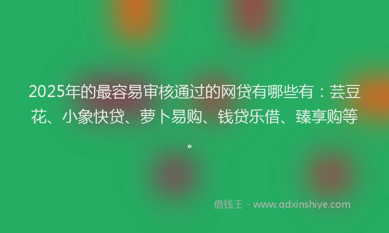 2025年的最容易审核通过的网贷有哪些有：芸豆花、小象快贷、萝卜易购、钱贷乐借、臻享购等。