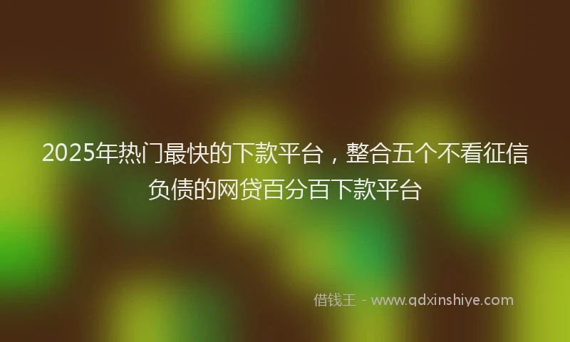 2025年热门最快的下款平台，整合五个不看征信负债的网贷百分百下款平台