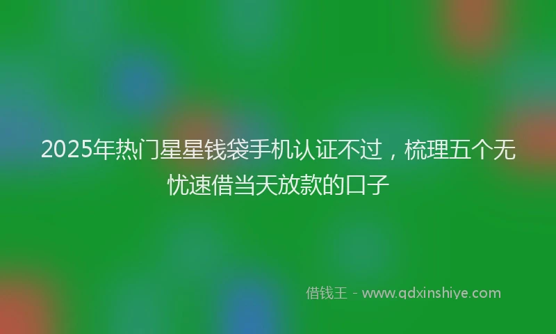 2025年热门星星钱袋手机认证不过，梳理五个无忧速借当天放款的口子
