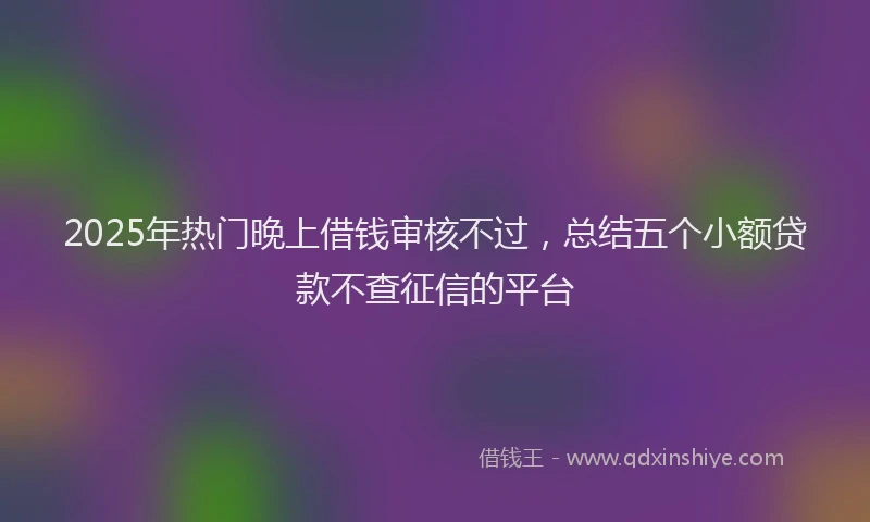 2025年热门晚上借钱审核不过，总结五个小额贷款不查征信的平台