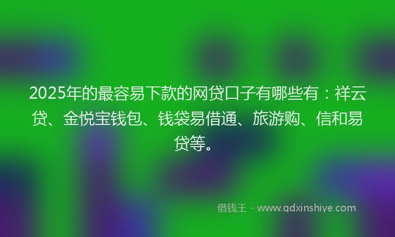 2025年的最容易下款的网贷口子有哪些有：祥云贷、金悦宝钱包、钱袋易借通、旅游购、信和易贷等。
