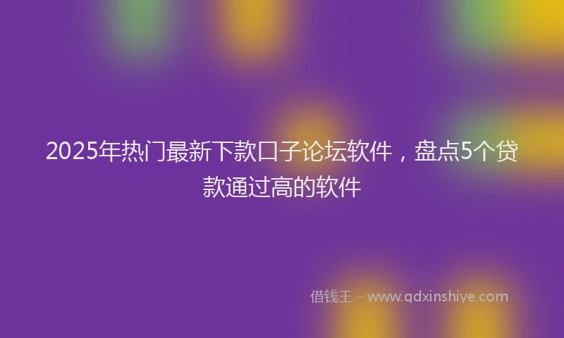2025年热门最新下款口子论坛软件，盘点5个贷款通过高的软件