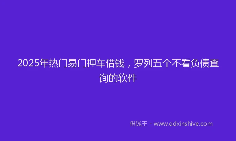 2025年热门易门押车借钱，罗列五个不看负债查询的软件