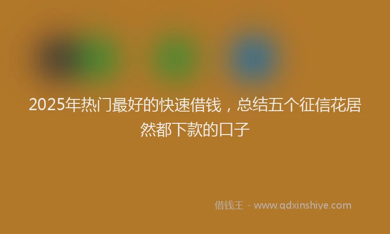 2025年热门最好的快速借钱，总结五个征信花居然都下款的口子