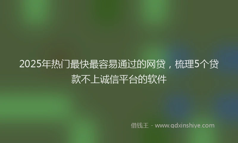 2025年热门最快最容易通过的网贷，梳理5个贷款不上诚信平台的软件