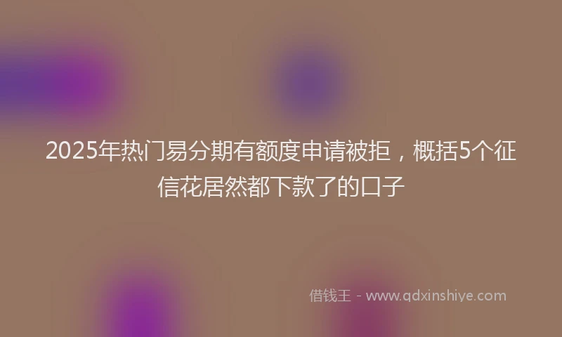 2025年热门易分期有额度申请被拒，概括5个征信花居然都下款了的口子