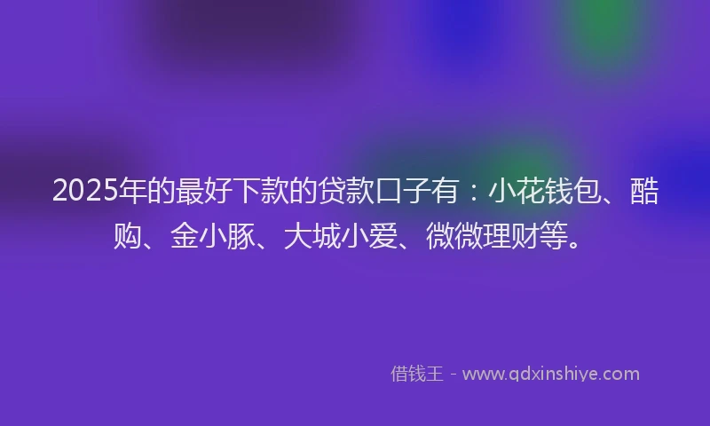 2025年的最好下款的贷款口子有：小花钱包、酷购、金小豚、大城小爱、微微理财等。