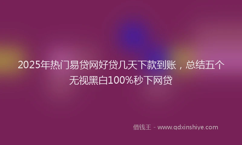 2025年热门易贷网好贷几天下款到账，总结五个无视黑白100%秒下网贷