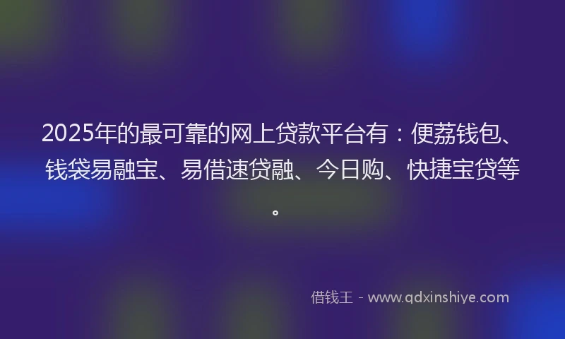 2025年的最可靠的网上贷款平台有：便荔钱包、钱袋易融宝、易借速贷融、今日购、快捷宝贷等。