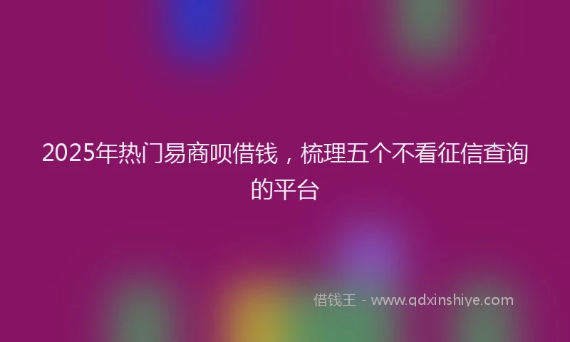 2025年热门易商呗借钱，梳理五个不看征信查询的平台