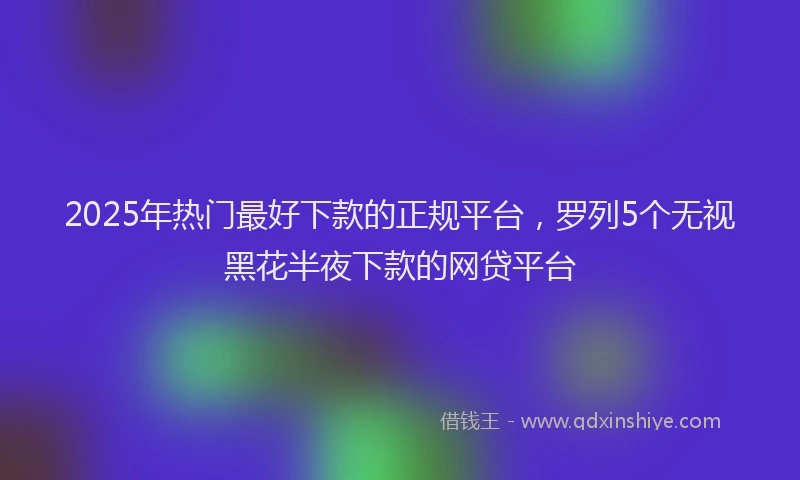 2025年热门最好下款的正规平台，罗列5个无视黑花半夜下款的网贷平台