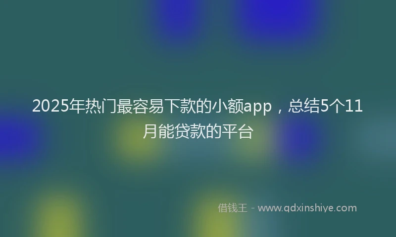 2025年热门最容易下款的小额app，总结5个11月能贷款的平台