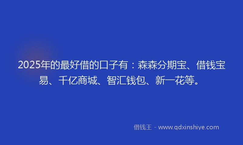 2025年的最好借的口子有：森森分期宝、借钱宝易、千亿商城、智汇钱包、新一花等。