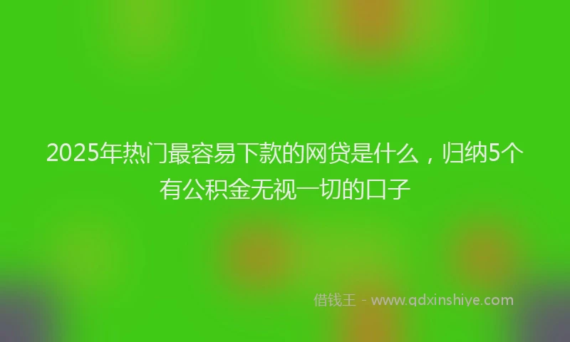 2025年热门最容易下款的网贷是什么，归纳5个有公积金无视一切的口子