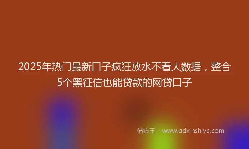 2025年热门最新口子疯狂放水不看大数据，整合5个黑征信也能贷款的网贷口子