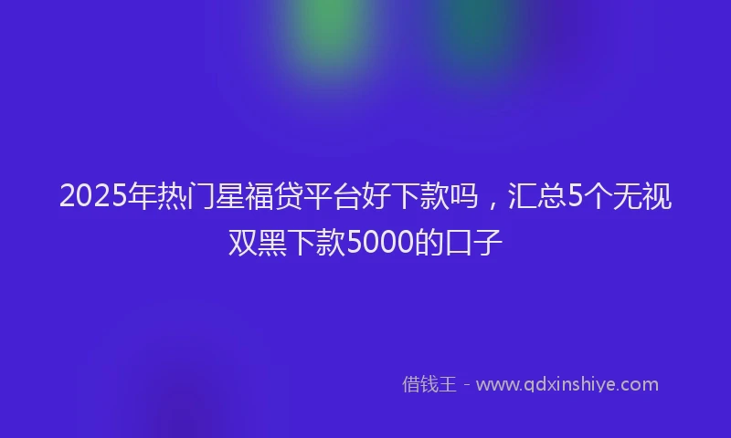 2025年热门星福贷平台好下款吗，汇总5个无视双黑下款5000的口子