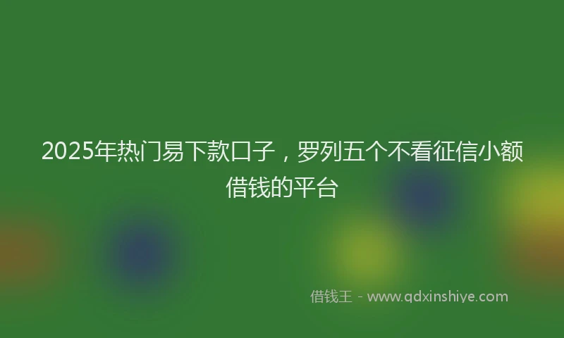 2025年热门易下款口子，罗列五个不看征信小额借钱的平台