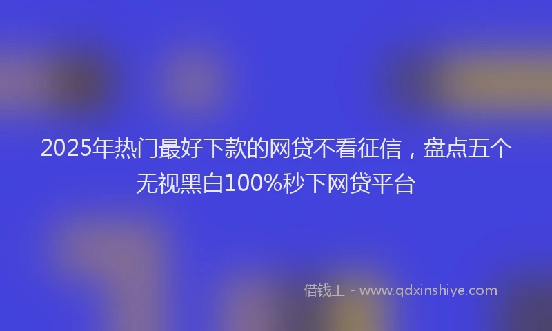 2025年热门最好下款的网贷不看征信，盘点五个无视黑白100%秒下网贷平台