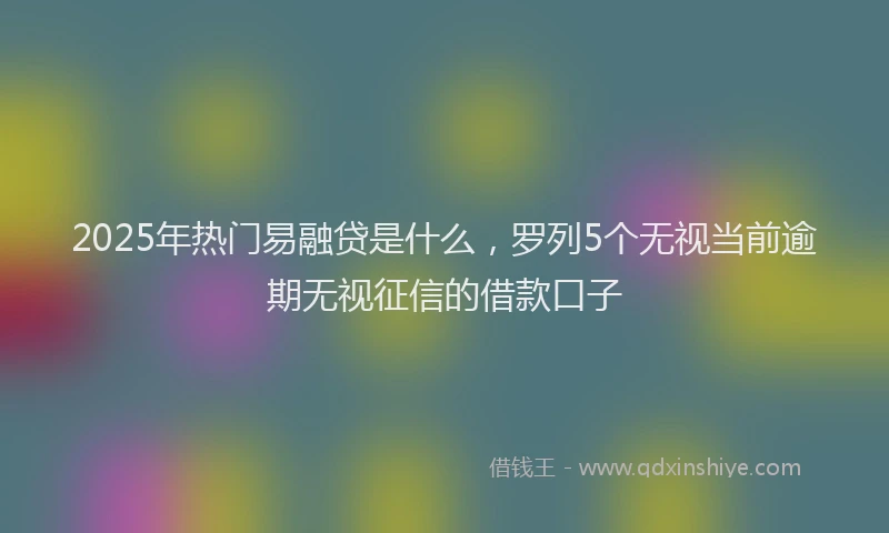 2025年热门易融贷是什么，罗列5个无视当前逾期无视征信的借款口子