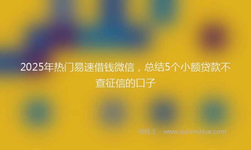 2025年热门易速借钱微信，总结5个小额贷款不查征信的口子