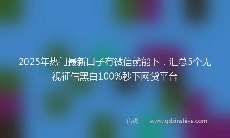 2025年热门最新口子有微信就能下，汇总5个无视征信黑白100%秒下网贷平台