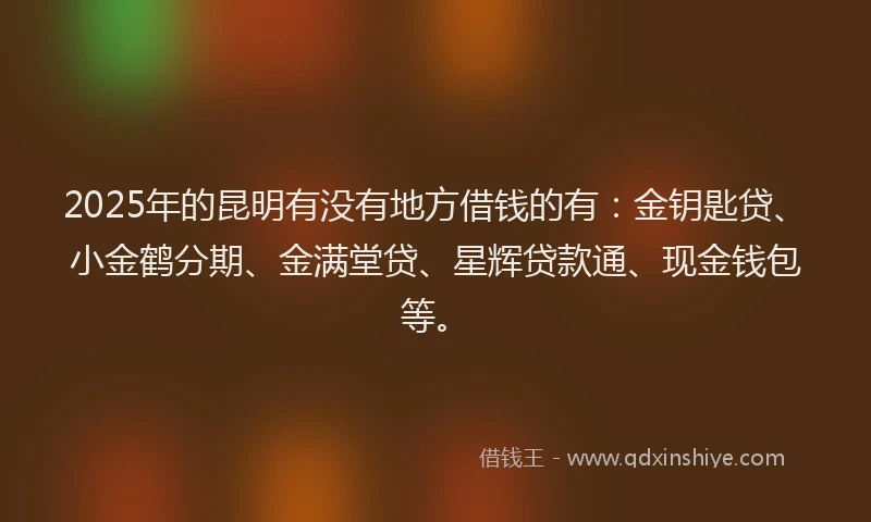 2025年的昆明有没有地方借钱的有：金钥匙贷、小金鹤分期、金满堂贷、星辉贷款通、现金钱包等。