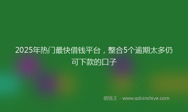 2025年热门最快借钱平台，整合5个逾期太多仍可下款的口子