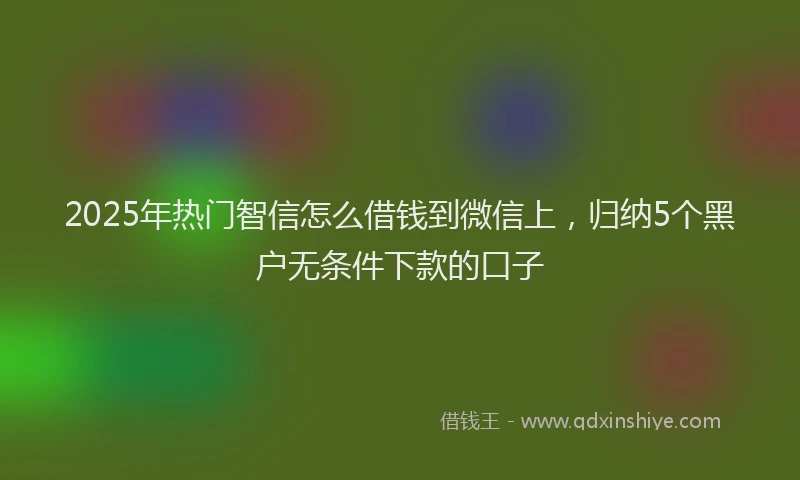 2025年热门智信怎么借钱到微信上，归纳5个黑户无条件下款的口子