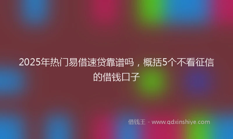 2025年热门易借速贷靠谱吗，概括5个不看征信的借钱口子