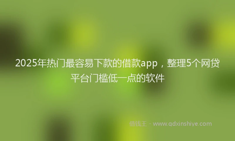 2025年热门最容易下款的借款app，整理5个网贷平台门槛低一点的软件