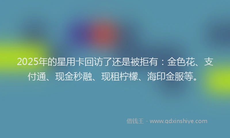 2025年的星用卡回访了还是被拒有：金色花、支付通、现金秒融、现租柠檬、海印金服等。