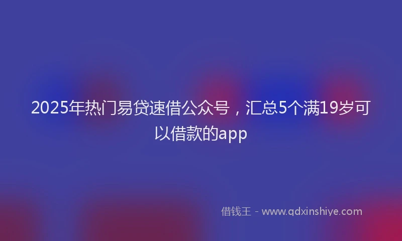 2025年热门易贷速借公众号，汇总5个满19岁可以借款的app