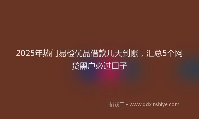 2025年热门易橙优品借款几天到账，汇总5个网贷黑户必过口子