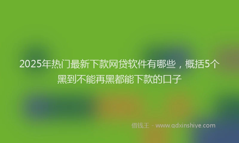 2025年热门最新下款网贷软件有哪些，概括5个黑到不能再黑都能下款的口子