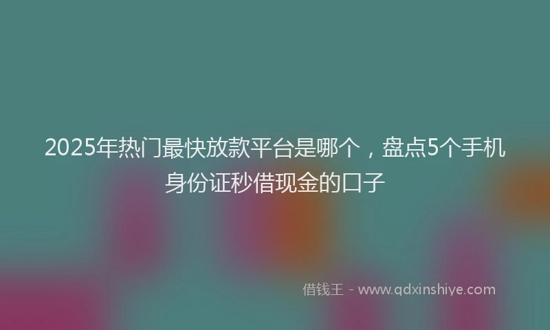 2025年热门最快放款平台是哪个，盘点5个手机身份证秒借现金的口子